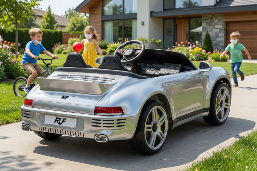 Porsche RUF Elektro-Kinderauto 24V, 2-Sitzer, Brushless, lackiert, mit Fernbedienung