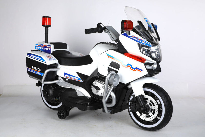 Polizei 011 Elektro-Kindermotorrad 12V, mit Stützrädern