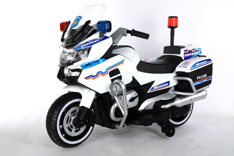 Polizei 011 Elektro-Kindermotorrad 12V, mit Stützrädern