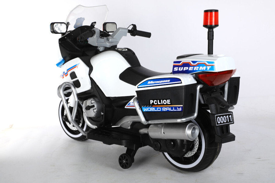 Polizei 011 Elektro-Kindermotorrad 12V, mit Stützrädern
