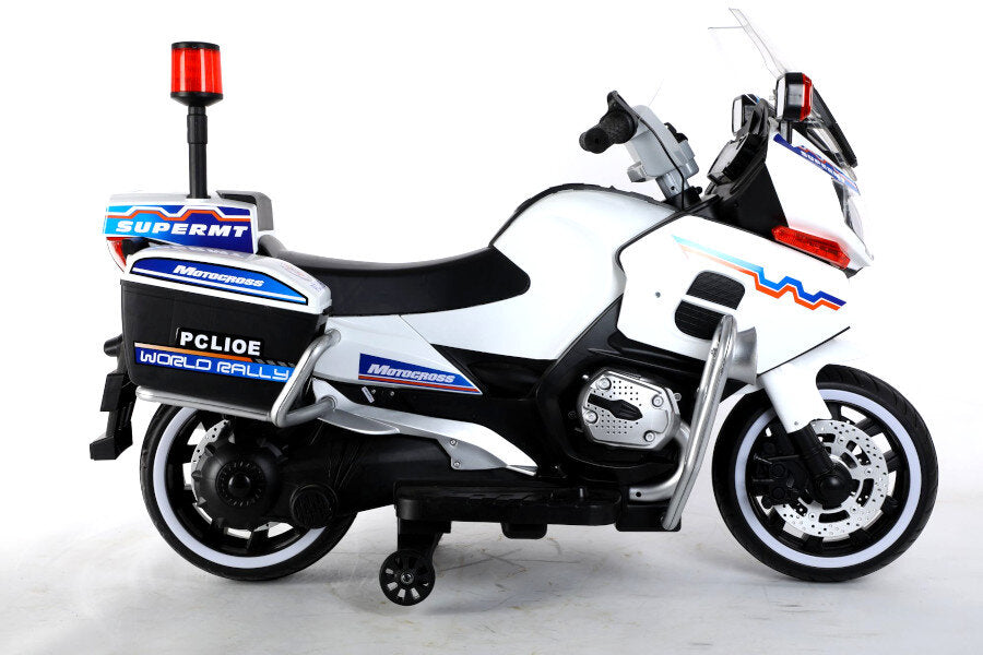 Polizei 011 Elektro-Kindermotorrad 12V, mit Stützrädern