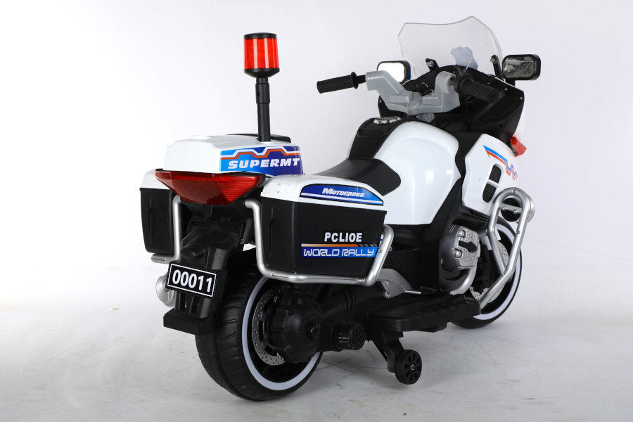 Polizei 011 Elektro-Kindermotorrad 12V, mit Stützrädern
